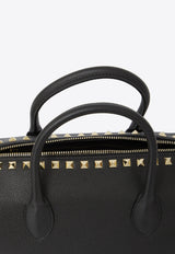 Rockstud Top Handle Bag in Grained Leather