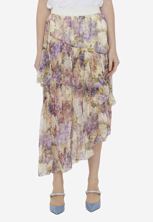 Lyrical Floral Asymmetric Midi Skirt