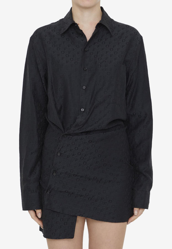 Logo Jacquard Mini Shirt Dress in Silk Blend