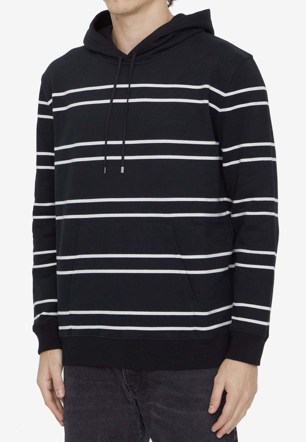Embroidered Striped Hooded Sweatshirt