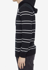 Embroidered Striped Hooded Sweatshirt