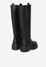 Platform Mid-Calf Leather Boots