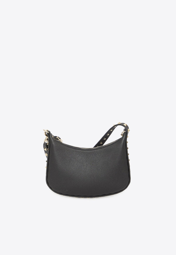 Mini Rockstud Hobo Bag in Grained Leather