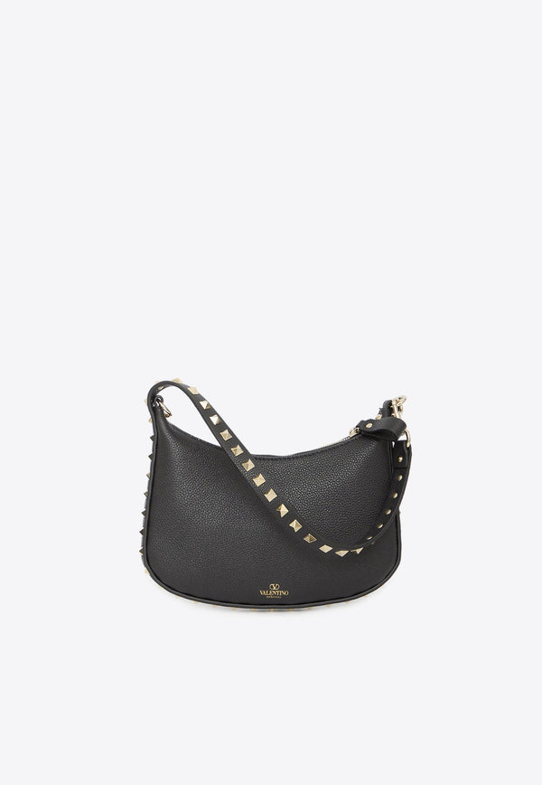 Mini Rockstud Hobo Bag in Grained Leather