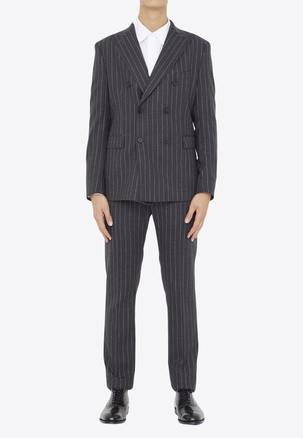 Pinstriped Two-Piece Wool Suit