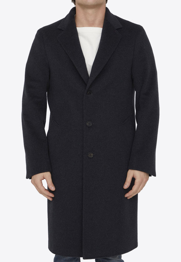 Single-Breasted Wool Blend Coat