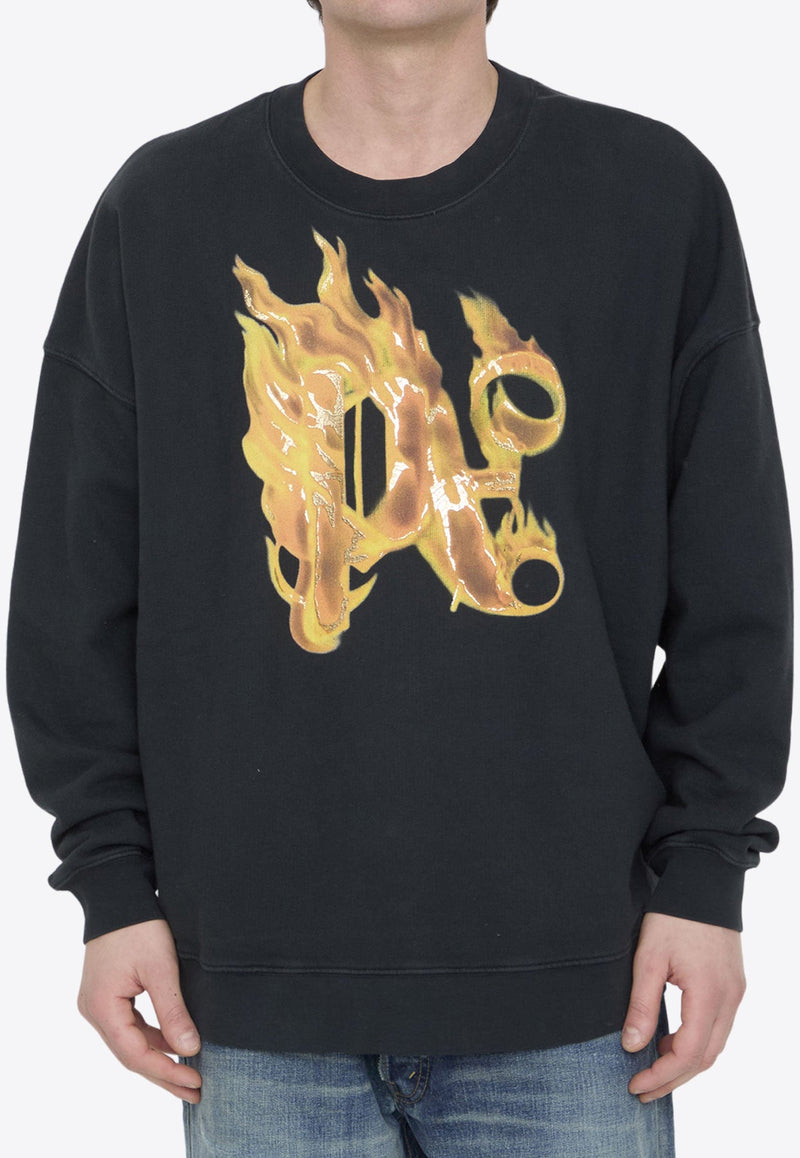 Burning Monogram Pullover Sweatshirt