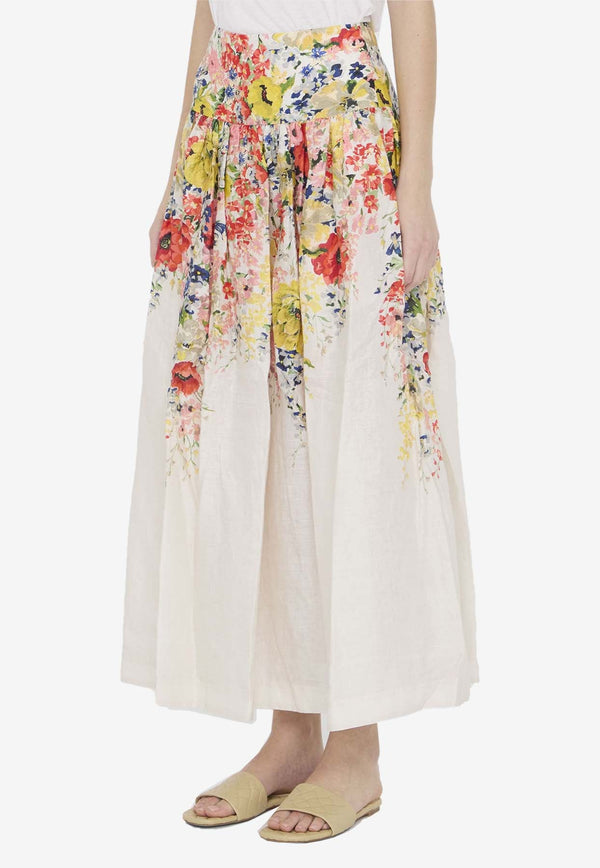Alight Basque Floral-Print Maxi Skirt