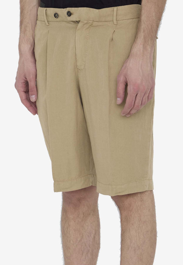 Elasticated Linen-Blend Bermuda Shorts