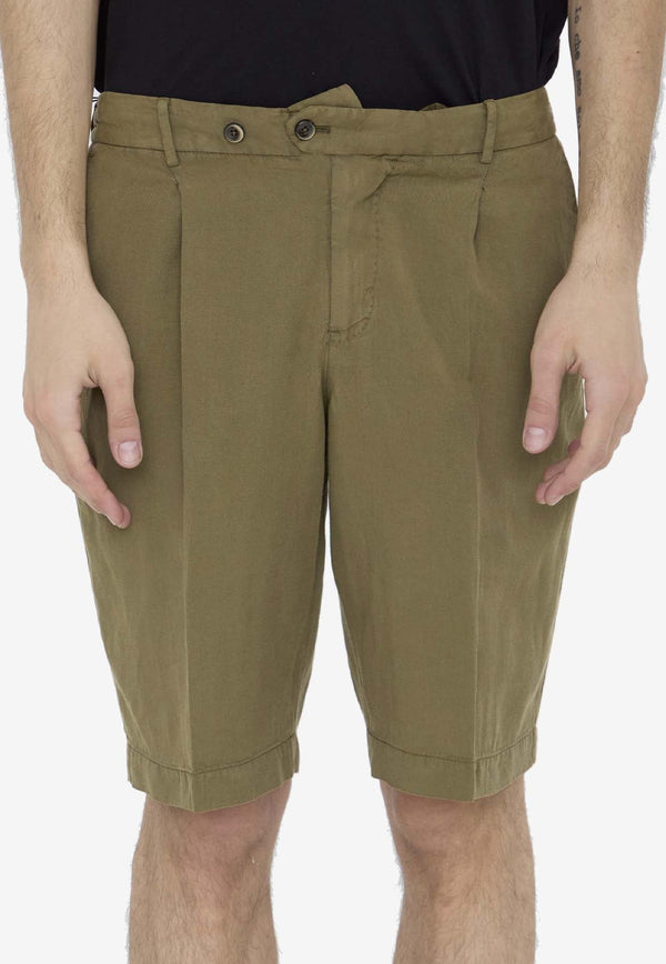 Elasticated Linen-Blend Bermuda Shorts