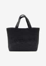 Logo Embroidered Raffia Tote Bag