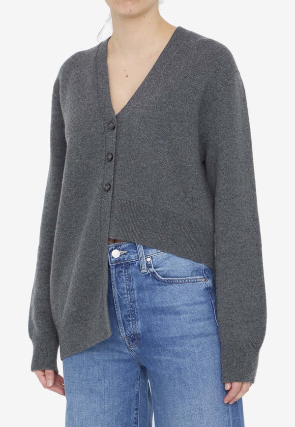 Buttoned Asymmetric Cardigan in Cashmere