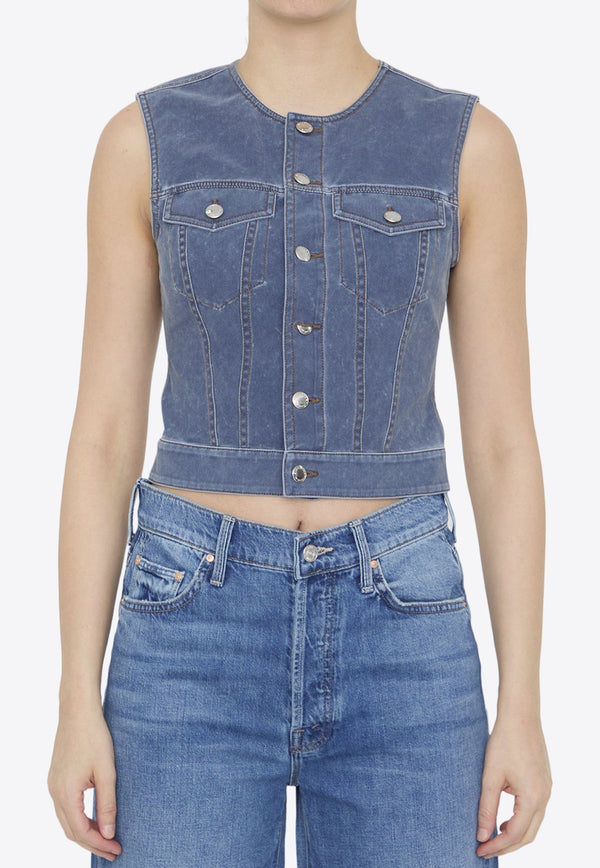 Trompe-L'oeil Denim Cropped Vest