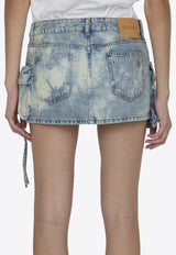 Fay Cargo Denim Mini Skirt