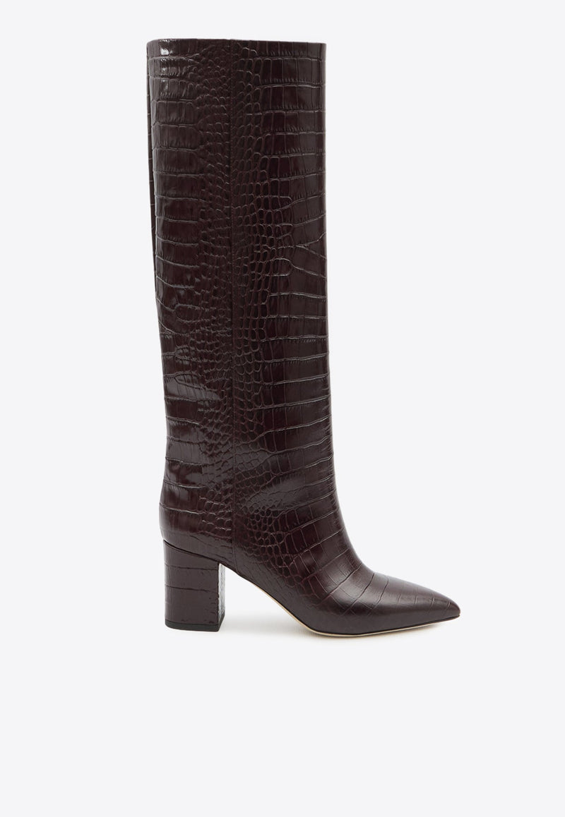 Anja 70 Croc-Embossed Leather Knee-High Boots