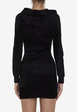 Embossed Logo Velvet Mini Dress