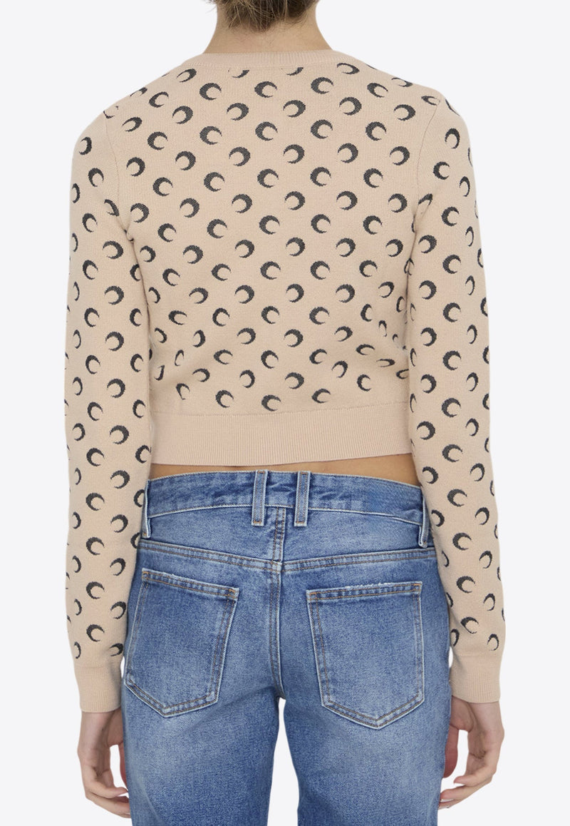 Moon Jacquard Knit Cropped Cardigan