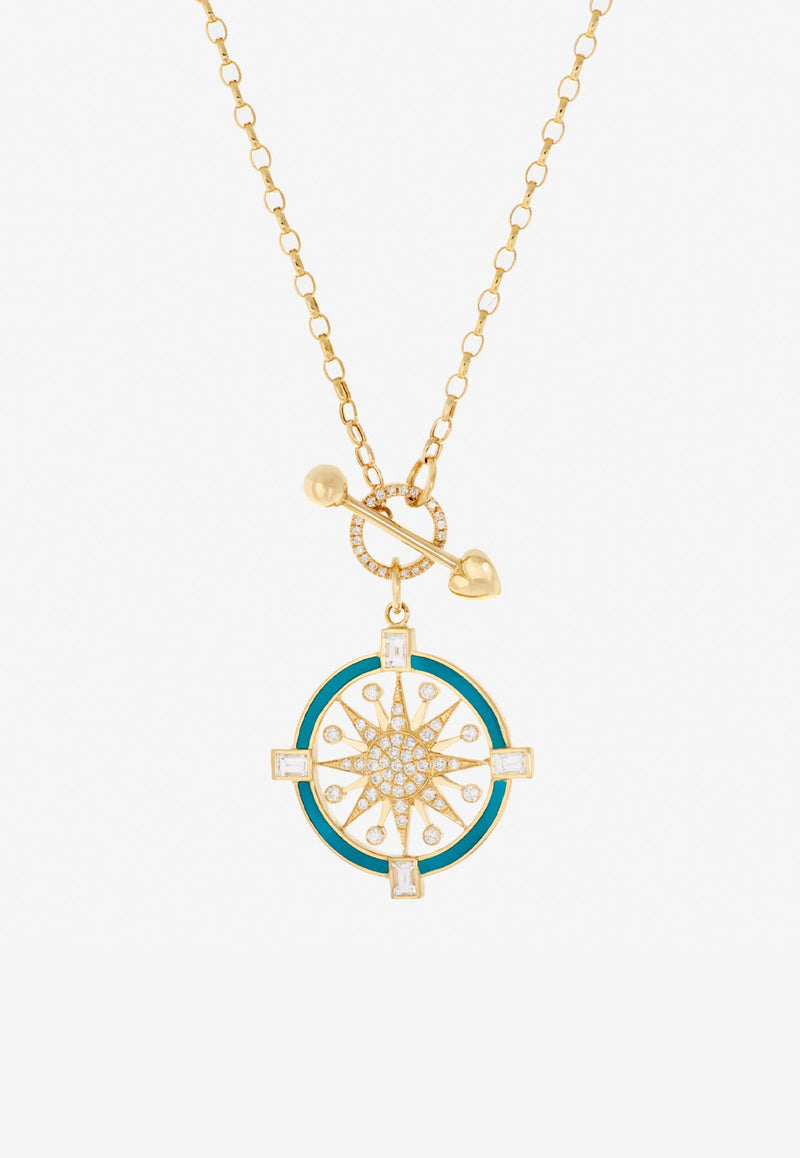 Written In The Stars Compass Collection Diamond Necklace in 18-karat yellow Gold