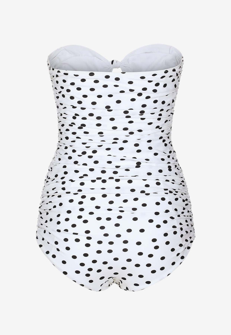 Polka Dot Strapless One-Piece Swimsuit