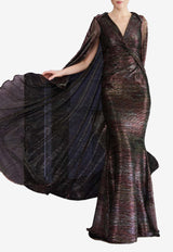 V-neck Maxi Cape Dress