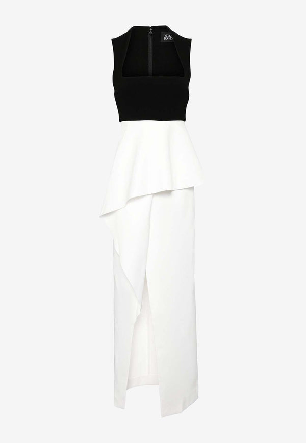 Ally Two-Tone Draped Maxi Dress