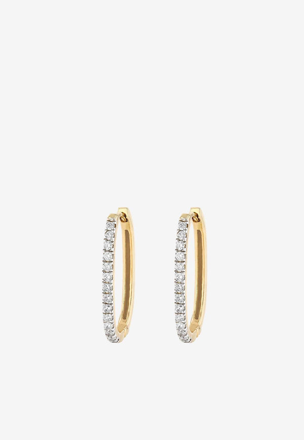 Paper Clip Hoop Earrings in 18-karat Yellow Gold with Diamonds