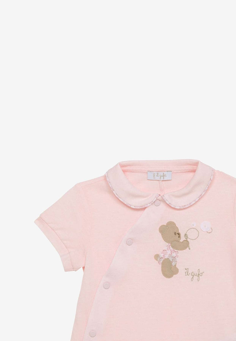 Baby Girls Teddy Bear Embroidered Onesie