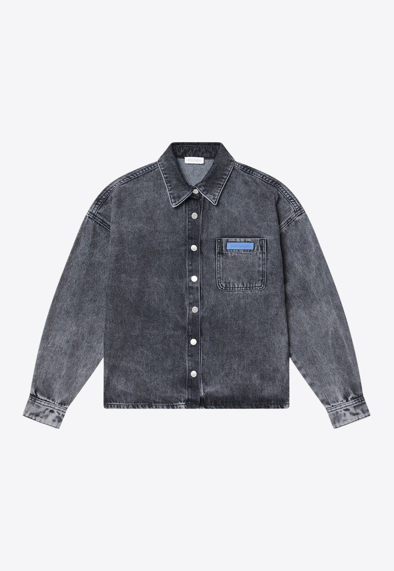 Boys Logo Patch Washed Denim Jacket