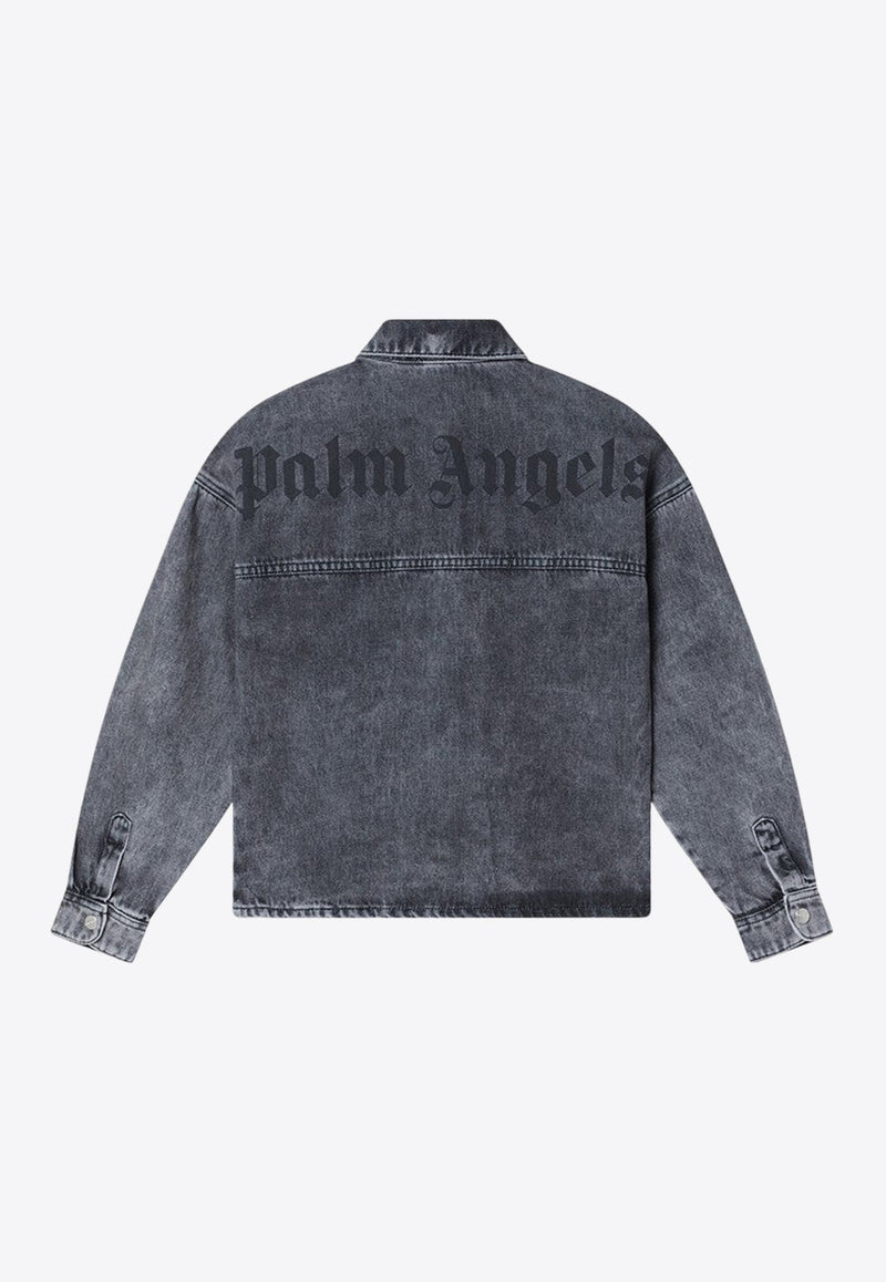 Boys Logo Patch Washed Denim Jacket