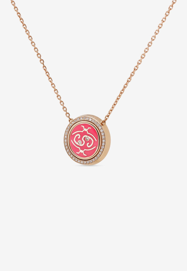 Me Oh Me VIP Full Pavé Fuchsia 18K Rose Gold Diamond Necklace