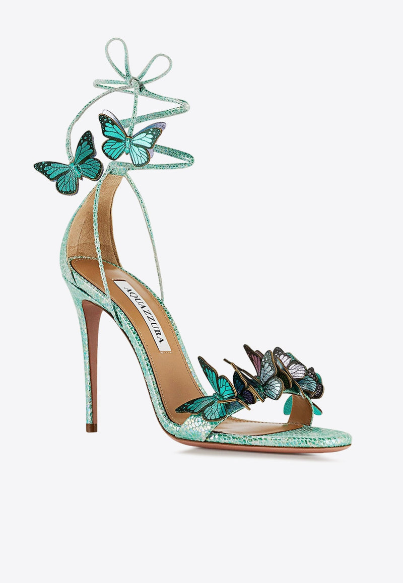 Papillion 105 Butterfly Applique Sandals in Metallic Printed Leather