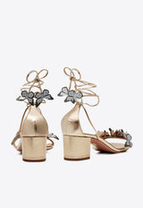 Papillon 50 Butterfly Applique Sandals in Metallic Leather