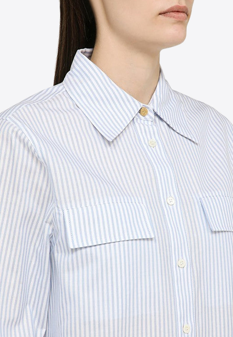 Logo Embroidered Long-Sleeved Stripe Shirt