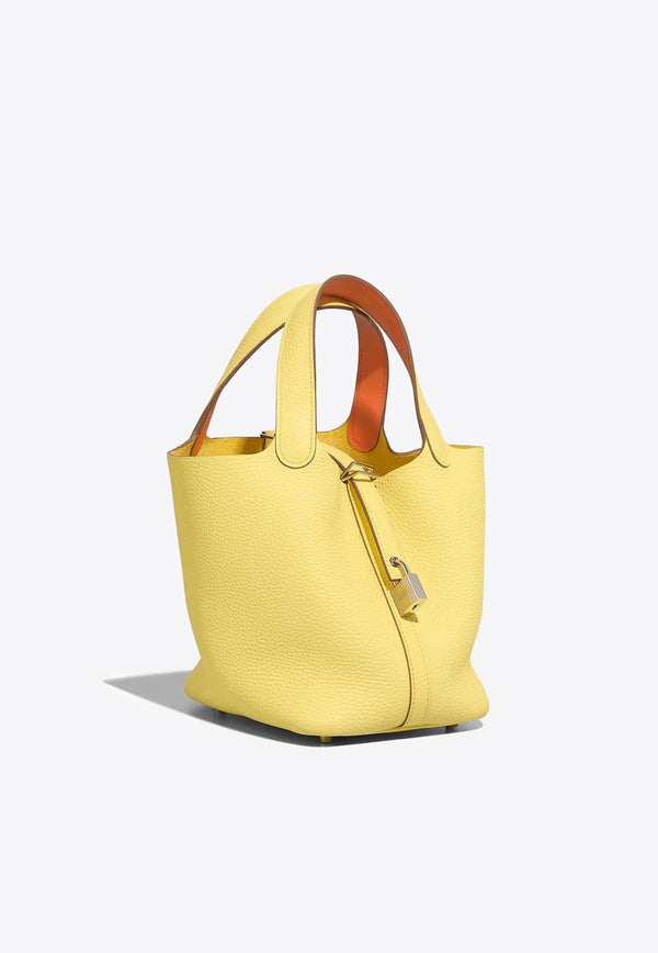 Picotin 18 in Limoncello and Orange Clemence Leather with Palladium Hardware