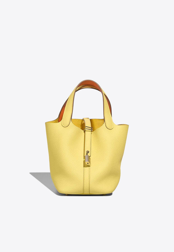 Picotin 18 in Limoncello and Orange Clemence Leather with Palladium Hardware