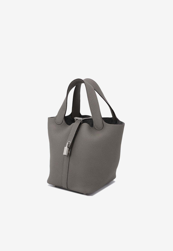 Picotin 18 in Gris Meyer Clemence Leather with Palladium Hardware