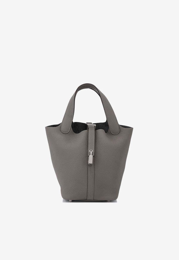 Picotin 18 in Gris Meyer Clemence Leather with Palladium Hardware
