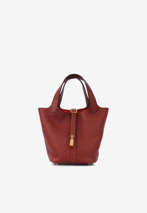 Picotin 18 in Rouge H Clemence Leather with Gold Hardware