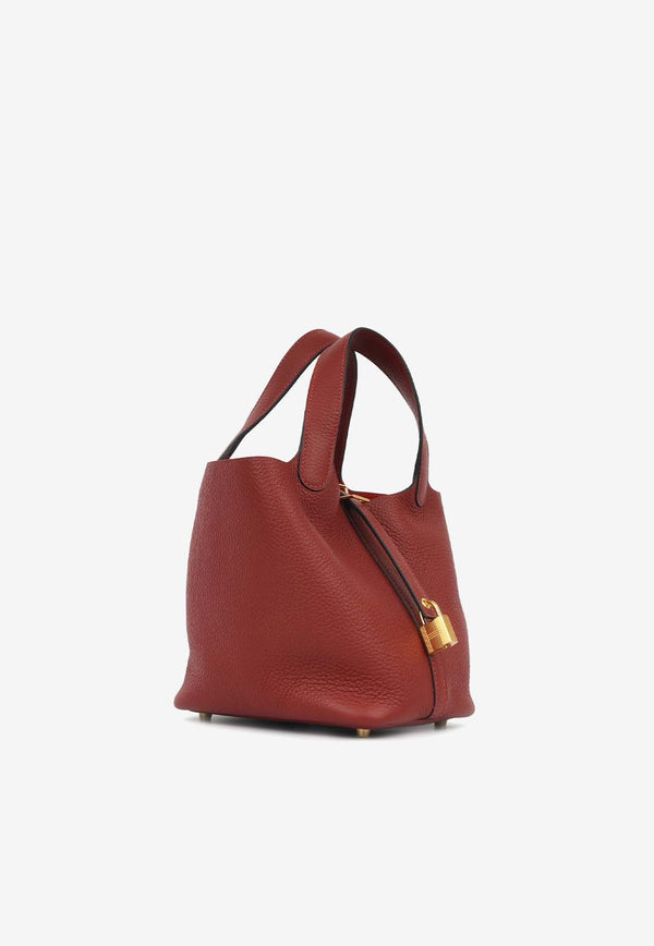 Picotin 18 in Rouge H Clemence Leather with Gold Hardware