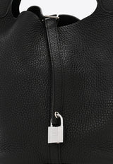 Picotin 22 in Black Taurillon Clemence Leather with Palladium Hardware