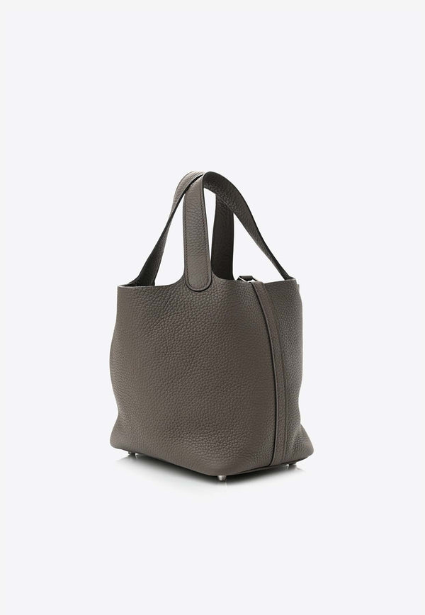 Picotin Lock 22 Tote Bag MM Etain Clemence with Palladium Hardware