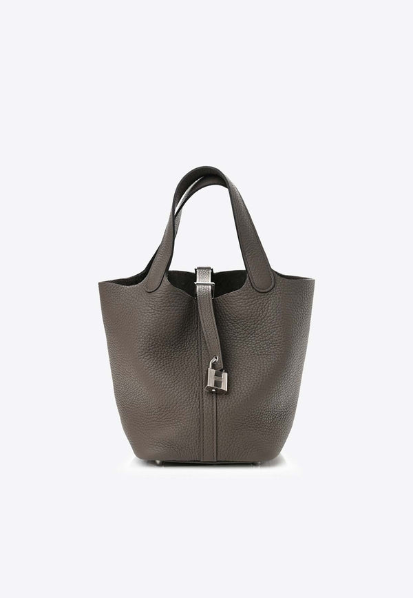 Picotin Lock 22 Tote Bag MM Etain Clemence with Palladium Hardware