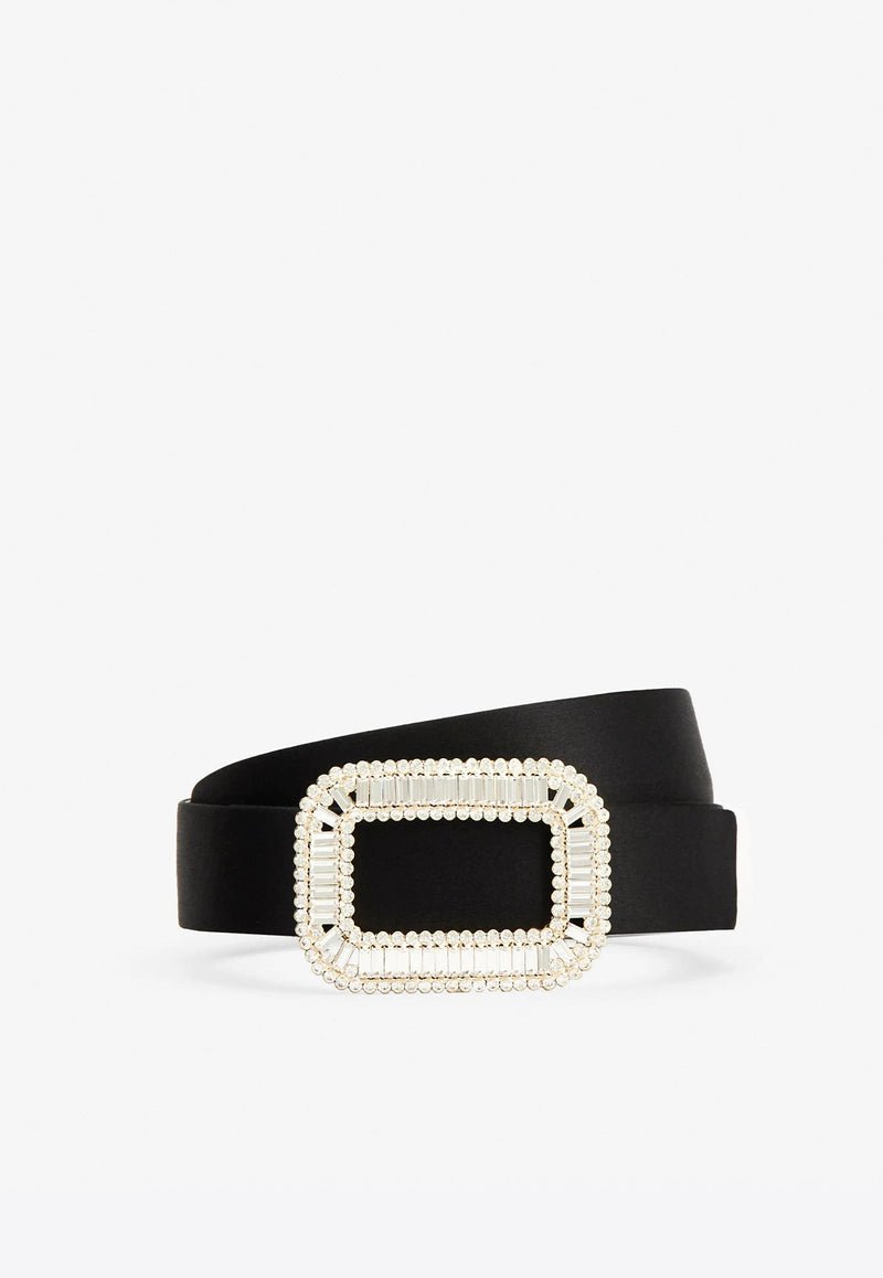 Pilgrim Crystal Buckle Belt in Satin