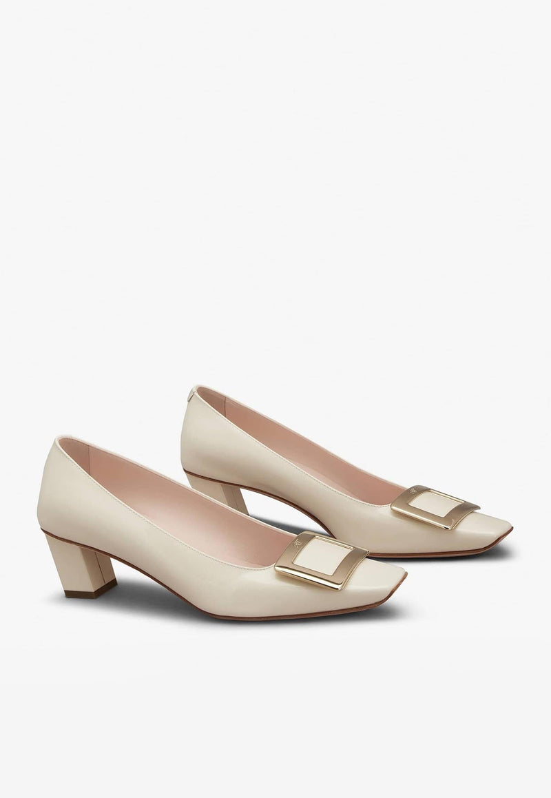 Belle Vivier 45 Metal Buckle Pumps in Patent Leather