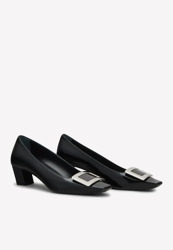 Belle Vivier 45 Metal Buckle Pumps in Patent Leather