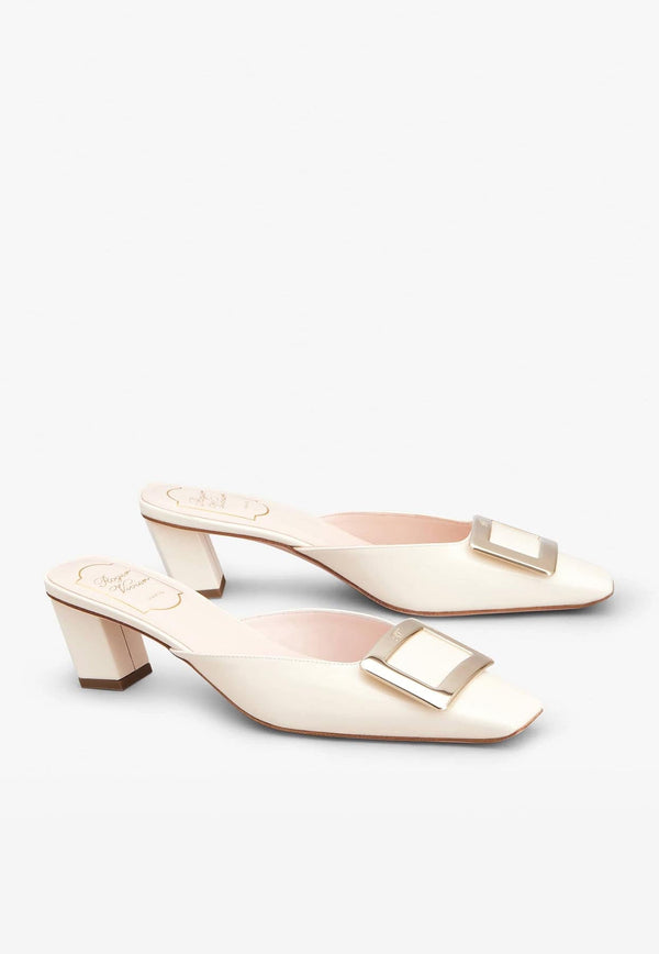 Belle Vivier 45 Metal Buckle Mules in Patent Leather