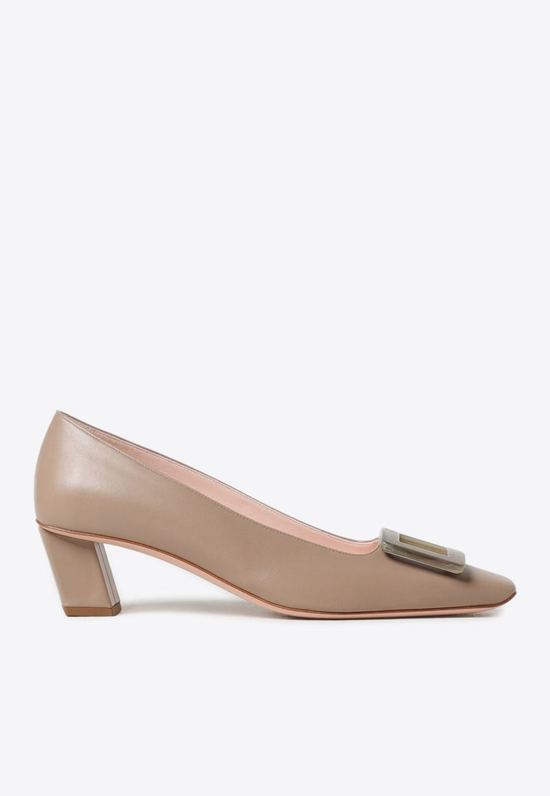 Belle Vivier 45 Metal Buckle Pumps in Leather