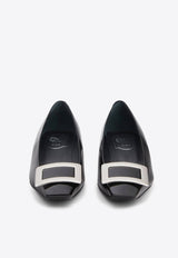 Belle Vivier Metal Buckle Ballerinas in Patent Leather