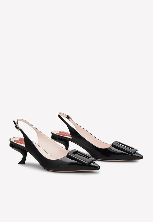 Virgule 55 Buckle Slingback Pumps in Patent Leather