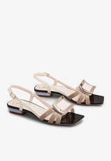 Belle Vivier Metal Buckle Sandals in Patent Leather